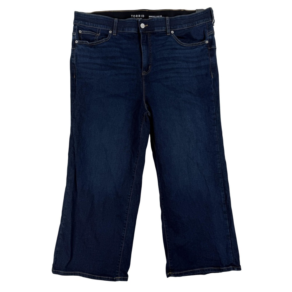 Torrid Bombshell Wide Leg Jeans Womens 24 Short Dark Wash High Rise Denim
